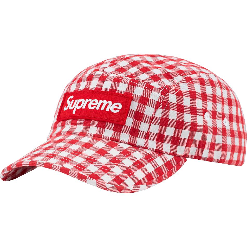 Supreme Gingham Camp Cap Hatt Rød | NO477VD