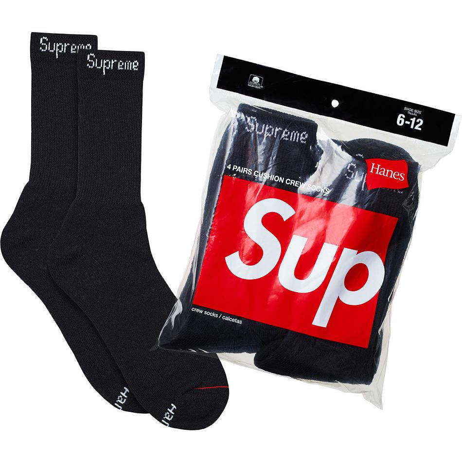 Supreme Hanes® Crew Socks (4 Pack) Sokker Svarte | NO486YU