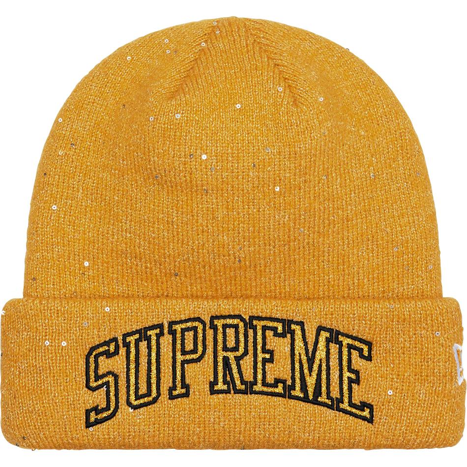 Supreme New Era® Metallic Arc Beanie Hatt Gull | NO444HK