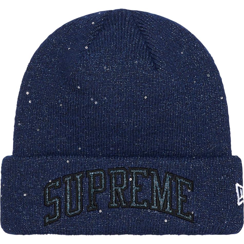 Supreme New Era® Metallic Arc Beanie Hatt Marineblå | NO446KI