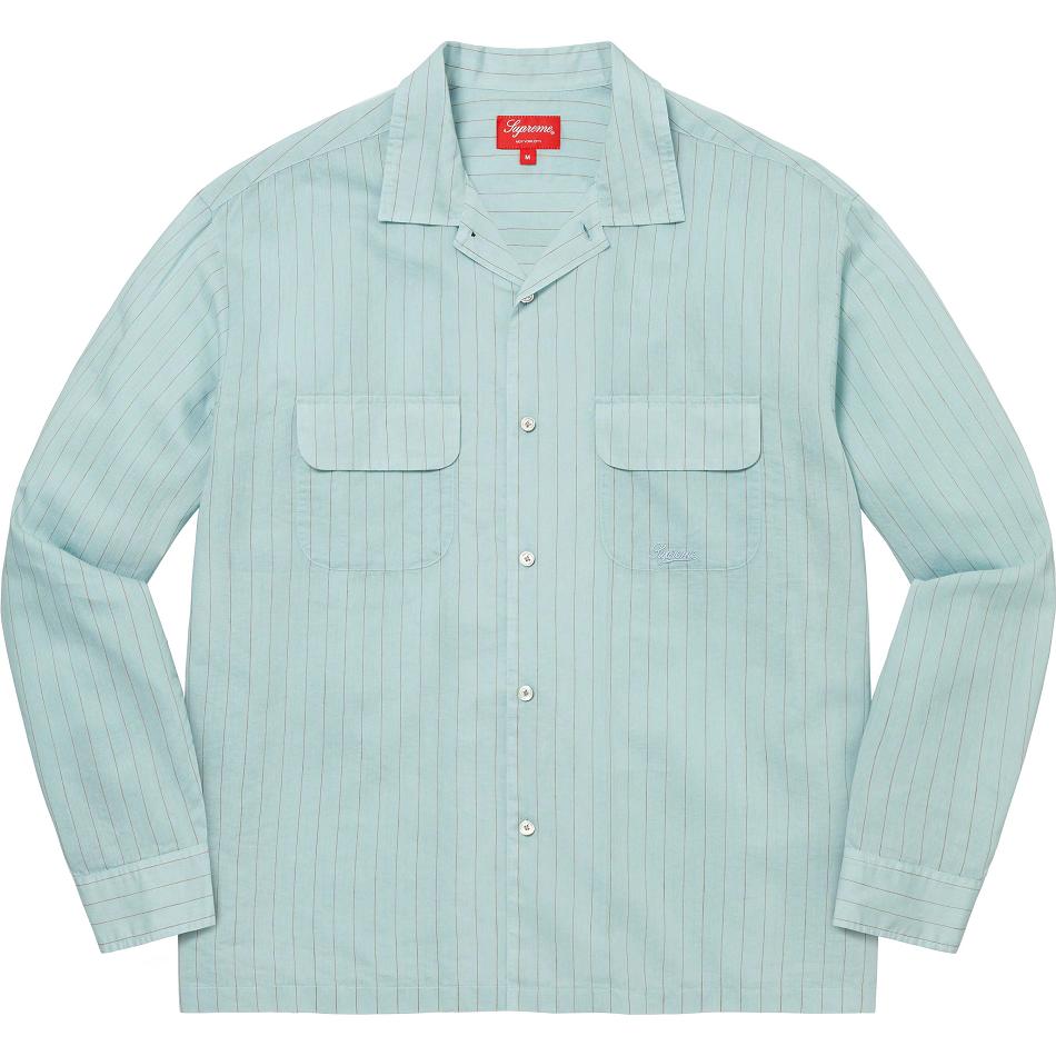 Supreme Pinstripe Linen Skjorte Blå | NO218BC