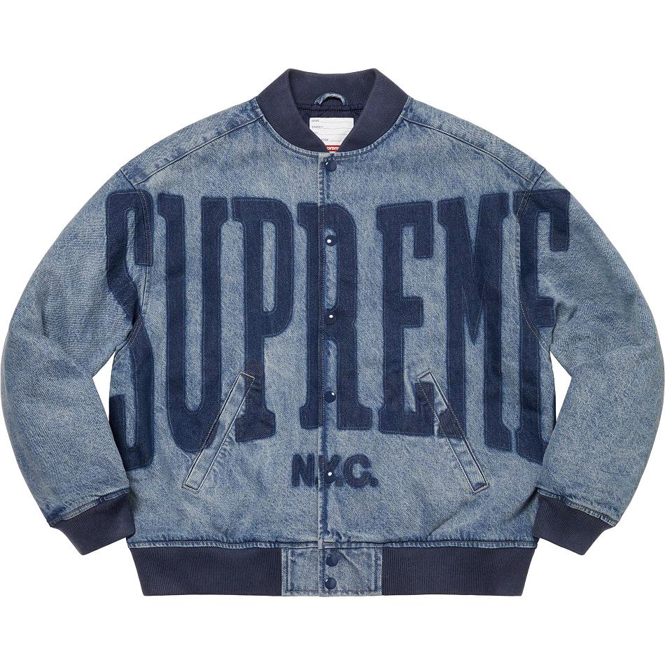 Supreme Washed Knockout Denim Varsity Jakke Marineblå | NO154SO