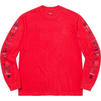 Supreme AOI Icons L/S Top Gensere Rød | NO277TV