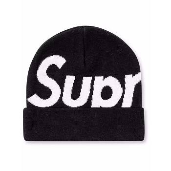 Supreme Big Logo Beanie Hatt Svarte | NO480MA