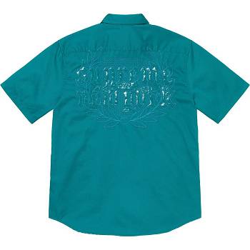 Supreme Croc Patch S/S Arbeids Skjorte Aqua | NO206SO