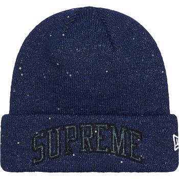 Supreme New Era® Metallic Arc Beanie Hatt Marineblå | NO446KI