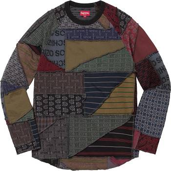 Supreme Patchwork Jacquard L/S Top Gensere Svarte Multicolor | NO266ZG