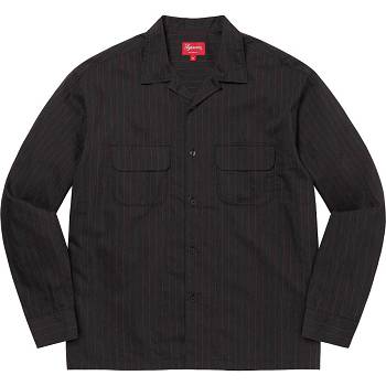 Supreme Pinstripe Linen Skjorte Svarte | NO217VD